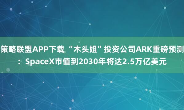 策略联盟APP下载 “木头姐”投资公司ARK重磅预测：SpaceX市值到2030年将达2.5万亿美元