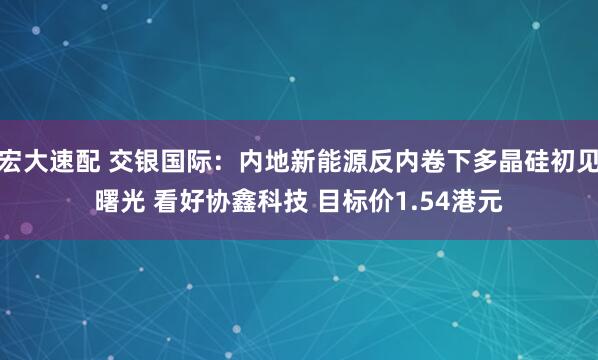 宏大速配 交银国际：内地新能源反内卷下多晶硅初见曙光 看好协鑫科技 目标价1.54港元